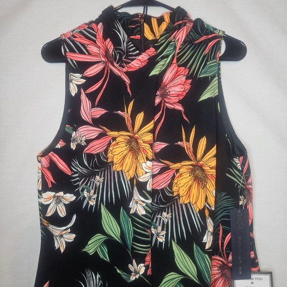 RACHEL Rachel Roy Tropical Print Sleeveless Sheath Dress NWT Sz 14W PTP 21" - Picture 5 of 13